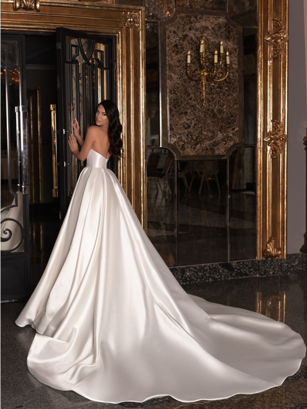 Strapless Satin A-Line Wedding Dress in Ivory